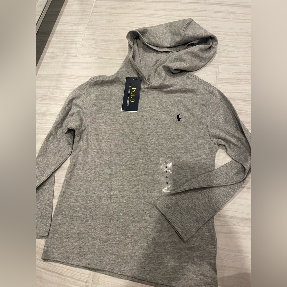 Polo by Ralph Lauren Gray boy long sleeve hoodie Tee